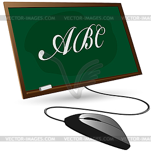 Blackboard and computer mouse - vector clipart