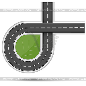 Road surface and green leaf - royalty-free vector clipart