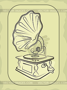 Ancient antiquarian gramophone - vector clipart