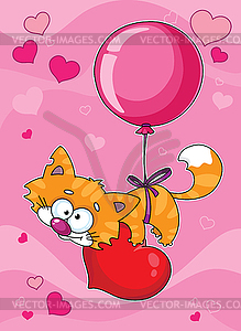 Valentines kitten - vector image