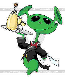 Alien with tray - vector clip art