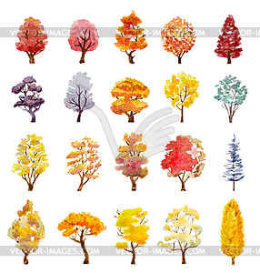 Set of autumn trees. watercolor - vector clipart / vector image