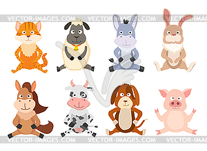 Set of cartoon sitting animals - vector clipart