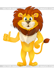 Cute cartoon standing lion - vector image