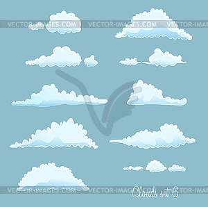 Set of clouds on blue - vector clip art