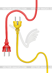 Желтый и красный электрический штекеры - рисунок в векторном формате
