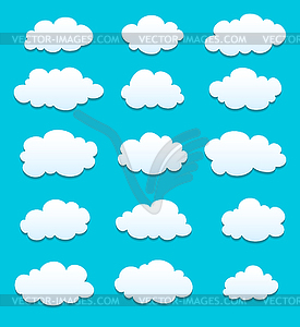 Set of white clouds with shadows - vector clipart / vector image