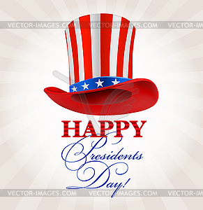 President hat. retro happy presidents day greeting - color vector clipart