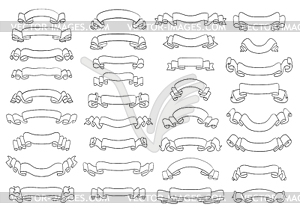 Set of doodle ribbons drawing  - vector clipart