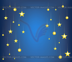 Falling stars on blue night background. cartoon - royalty-free vector clipart