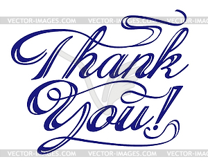 Thank you words hand written with swirls - vector clip art