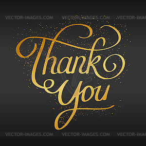 Thank you hand lettering text. golden on black - vector clipart ...