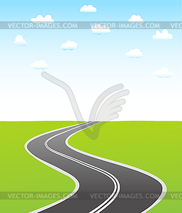 Black asphalt road and sky with clouds - vector clipart