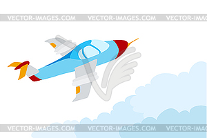 Cartoon airplane flying - vector image