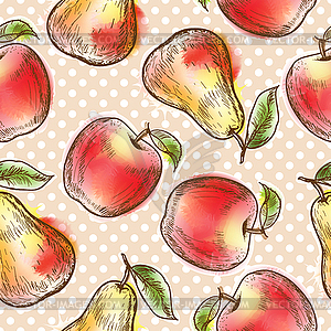Seamless pattern with apples and pears - vector clipart / vector image