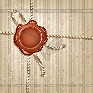 Wax seal on cardboard package - vector clipart