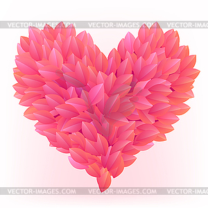 Beautiful heart made of pink petals - vector image