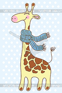 Симпатичные счастливого Жираф с шарфом - векторное изображение клипарта
