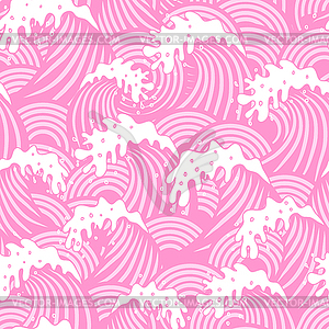 Seamless pattern with pink waves - vector clip art