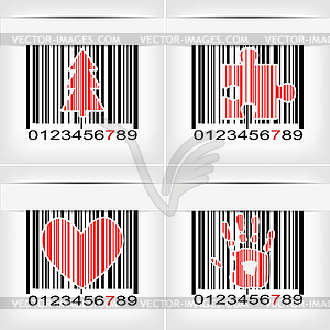 Barcode image with red strip - - vector image