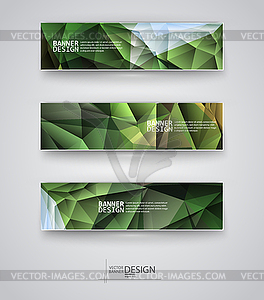 Set of Banners with Multicolored Polygonal Mosaic - vector image