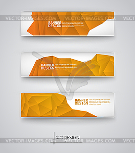 Set of Banners with Multicolored Polygonal Mosaic - vector image