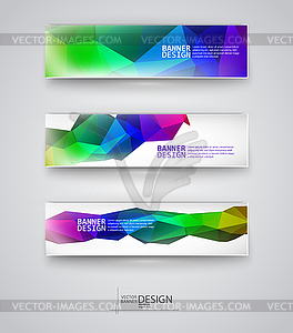 Set of Banners with Multicolored Polygonal Mosaic - vector clipart