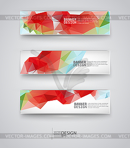 Set of Banners with Multicolored Polygonal Mosaic - vector clipart