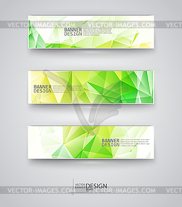 Set of Banners with Multicolored Polygonal Mosaic - vector clip art