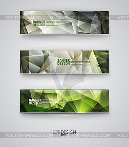 Set of Banners with Multicolored Polygonal Mosaic - vector clipart