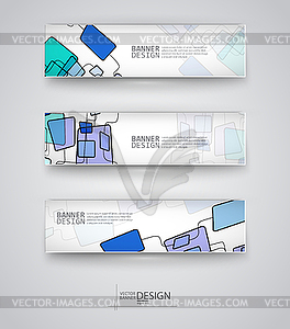 Set of Banners with Multicolored Square Backgrounds - vector image