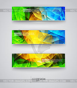 Set of Banners with Multicolored Polygonal Mosaic - vector image