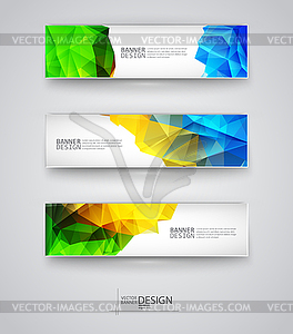 Set of Banners with Multicolored Polygonal Mosaic - vector EPS clipart