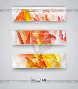 Set of Banners with Multicolored Polygonal Mosaic - vector image