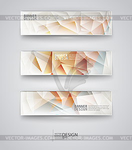 Set of Banners with Multicolored Polygonal Mosaic - vector image