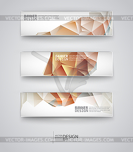 Set of Banners with Multicolored Polygonal Mosaic - vector clipart