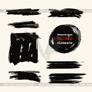 Set of black brush strokes - vector image