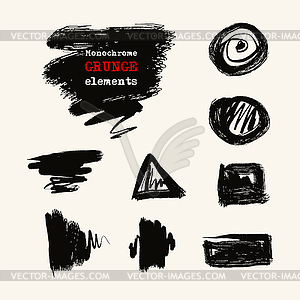 Set of black brush strokes - vector clipart