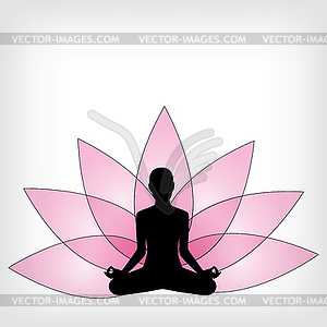 Yoga and pink lotus - vector clip art