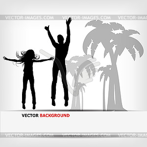 Abstract background jump girl silhouette - vector image