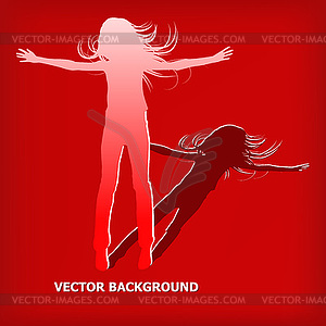Abstract silhouette girl which jump background - vector image