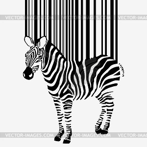 Abstract zebra silhouette with barcode - white & black vector clipart