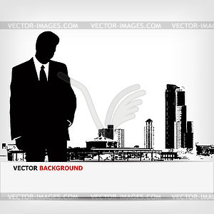 Abstract businessman silhouette background - vector clipart