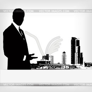 Abstract businessman silhouette background - vector image