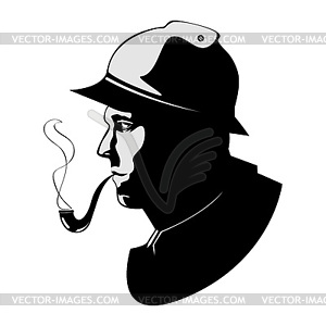 Silhouette pipe smoker - royalty-free vector image