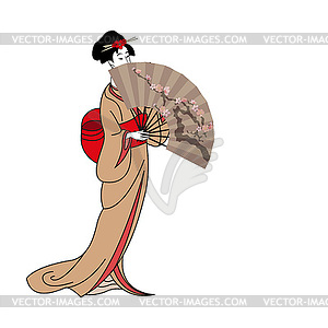 Background with japan girl - vector clipart