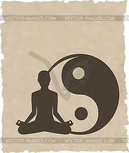 Abstract meditating people background - vector clip art