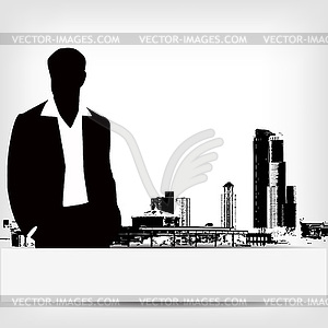 Abstract businessman silhouette background - vector clip art