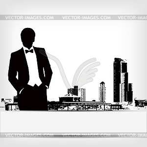 Abstract businessman silhouette background - vector clip art