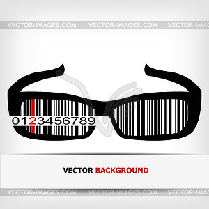 Barcode image with red strip - vector clipart